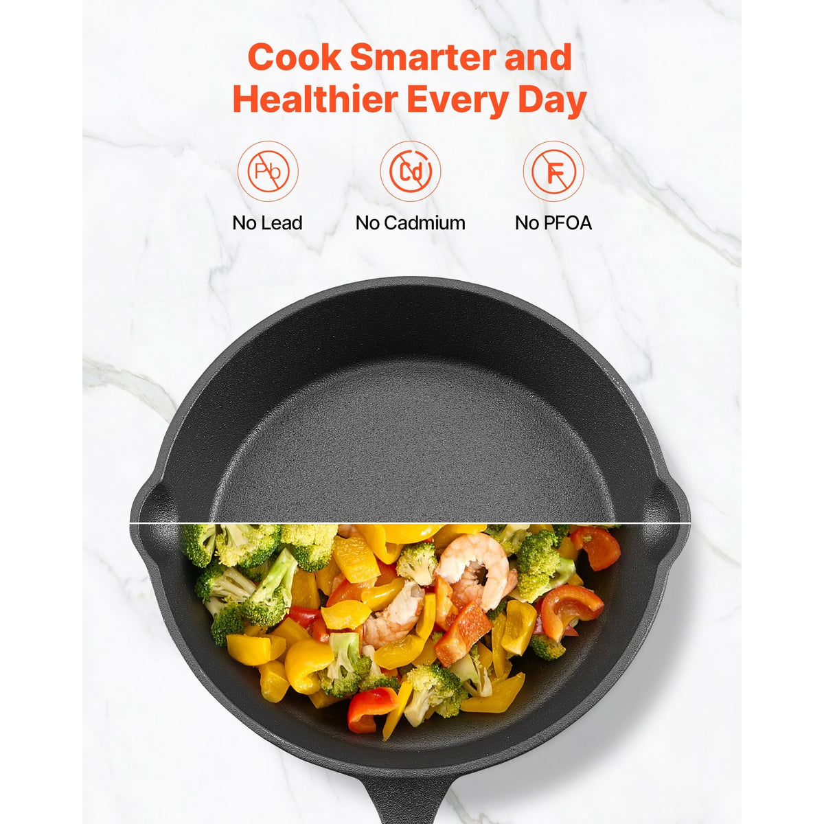 Cast Iron Skillet, 4-Piece Frying Pan Set (6, 8, 10, 12 in), Skillets with Heat-Resistant Silicone Handle, Pre-Seasoned Chef's Pan, Kitchen Cookware, for Oven, Gas, Electrical, Induction, Black