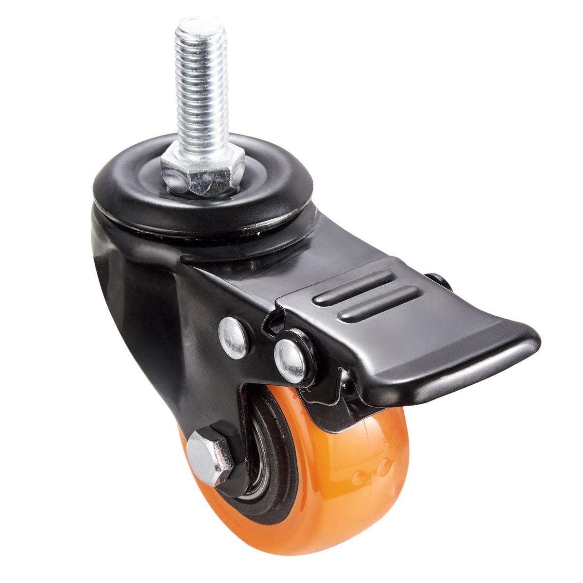 Caster Wheels, 2 inch, Set of 4, 110 lbs Load Capacity, Threaded Stem Casters with Security Dual Locking Brake, Heavy Duty Industrial Casters, No Noise Swivel Caster Wheels for Cart, Furniture