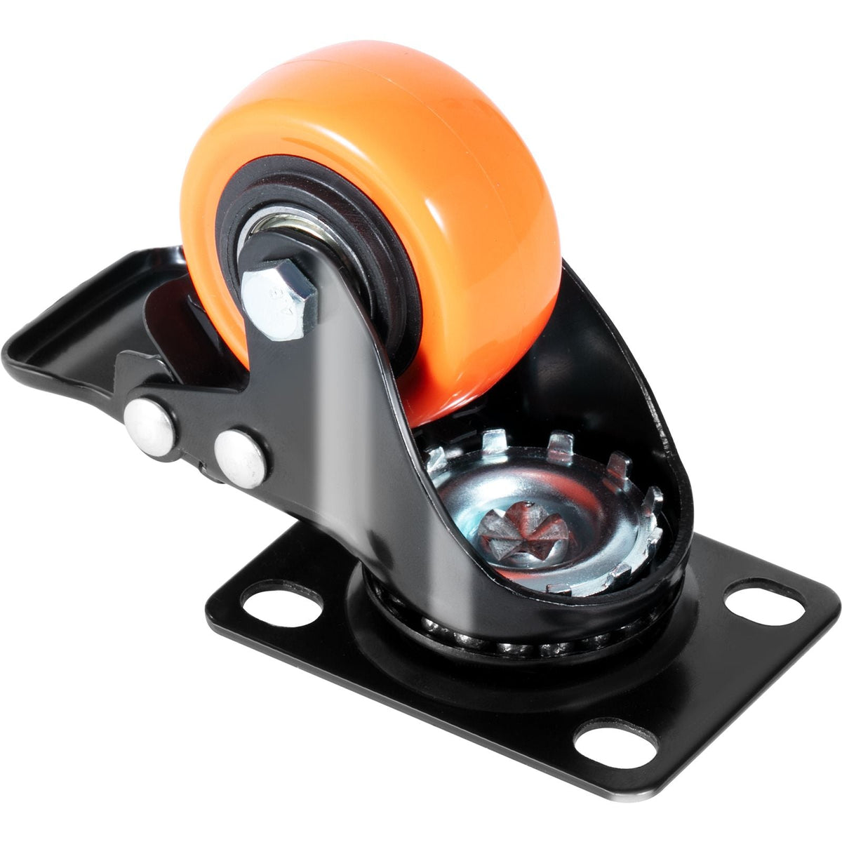 Caster Wheels, 2-inch Swivel Plate Casters, Set of 4, with Security Dual Locking No Noise PVC Wheels, Heavy Duty 150 lbs Load Capacity Per Caster, Non-Marking Wheels for Cart Furniture Workbench