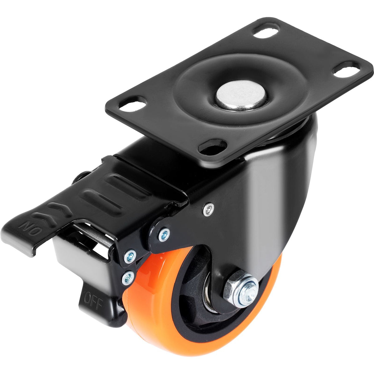 Caster Wheels, 3-inch Swivel Plate Casters, Set of 4, with Security A/B Locking No Noise PVC Wheels, Heavy Duty 250 lbs Load Capacity Per Caster, Non-Marking Wheels for Cart Furniture Workbench