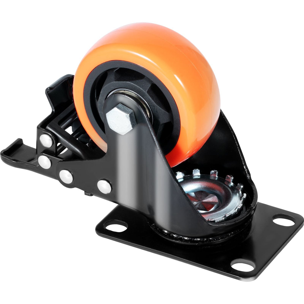 Caster Wheels, 3-inch Swivel Plate Casters, Set of 4, with Security A/B Locking No Noise PVC Wheels, Heavy Duty 250 lbs Load Capacity Per Caster, Non-Marking Wheels for Cart Furniture Workbench