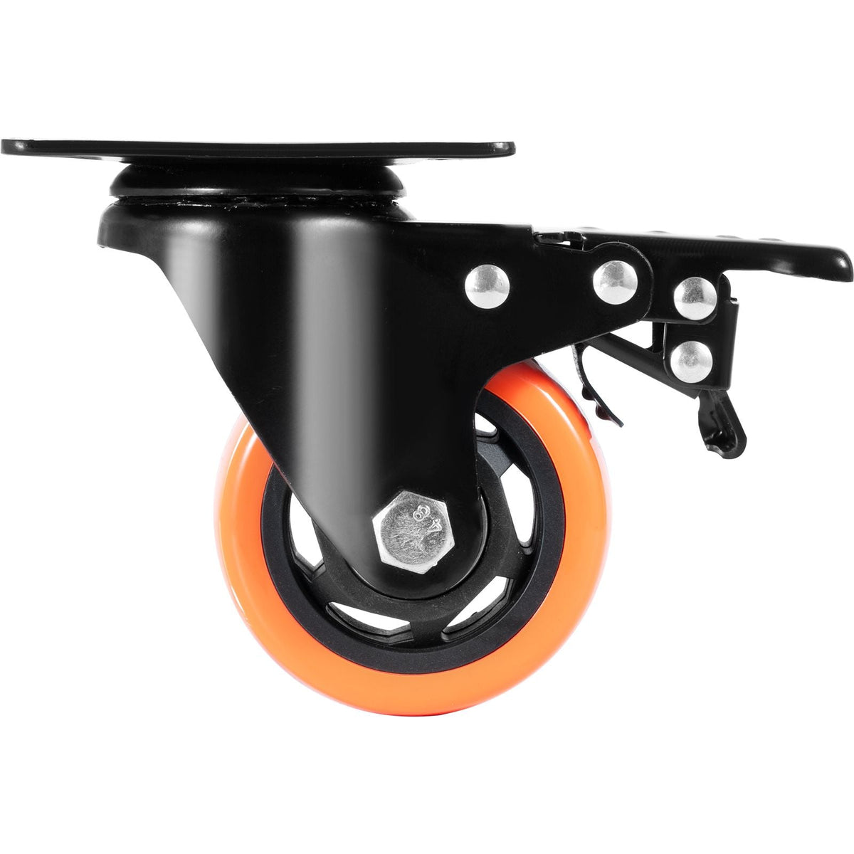 Caster Wheels, 3-inch Swivel Plate Casters, Set of 4, with Security A/B Locking No Noise PVC Wheels, Heavy Duty 250 lbs Load Capacity Per Caster, Non-Marking Wheels for Cart Furniture Workbench