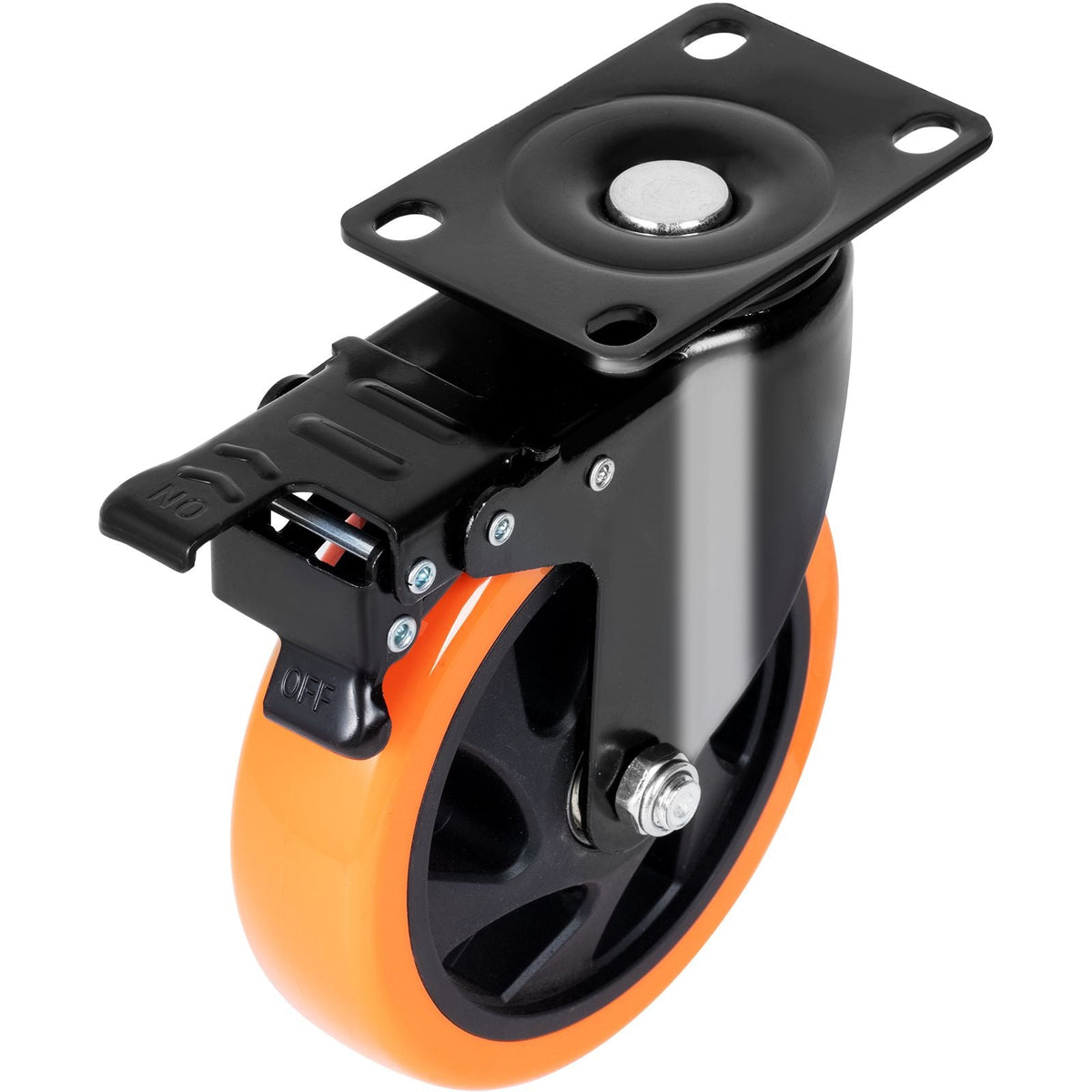 Caster Wheels, 4-inch Swivel Plate Casters, Set of 4, with Security A/B Locking No Noise PVC Wheels, Heavy Duty 350 lbs Load Capacity Per Caster, Non-Marking Wheels for Cart Furniture Workbench