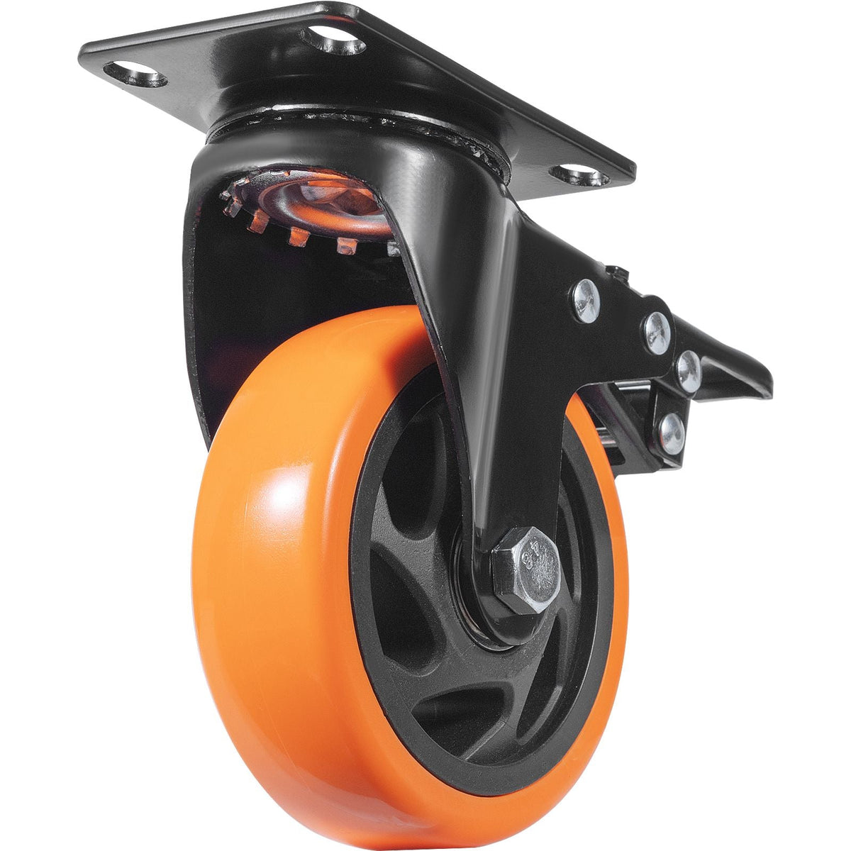 Caster Wheels, 4-inch Swivel Plate Casters, Set of 4, with Security A/B Locking No Noise PVC Wheels, Heavy Duty 350 lbs Load Capacity Per Caster, Non-Marking Wheels for Cart Furniture Workbench
