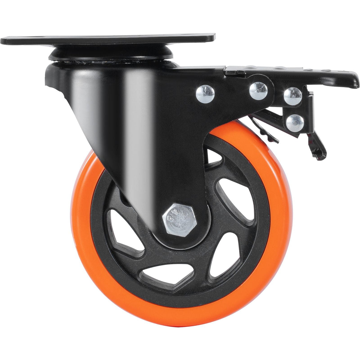 Caster Wheels, 4-inch Swivel Plate Casters, Set of 4, with Security A/B Locking No Noise PVC Wheels, Heavy Duty 350 lbs Load Capacity Per Caster, Non-Marking Wheels for Cart Furniture Workbench