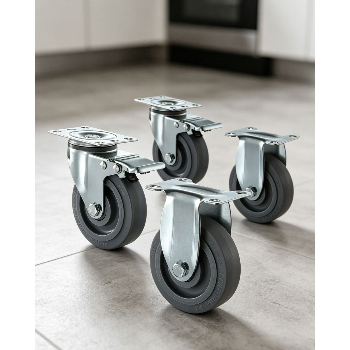 Caster Wheels, 5 Inch Heavy Duty Casters, Compatible with Insulated Food Pan Carrier, Set of 4 (2 Swivel with Brake, 2 Rigid)