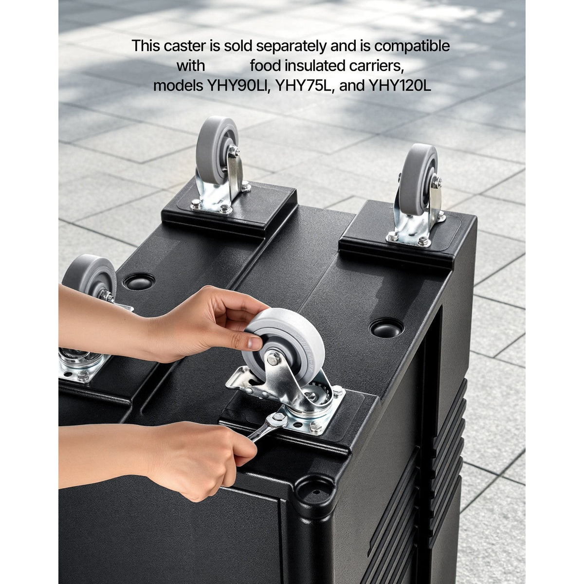 Caster Wheels, 5 Inch Heavy Duty Casters, Compatible with Insulated Food Pan Carrier, Set of 4 (2 Swivel with Brake, 2 Rigid)