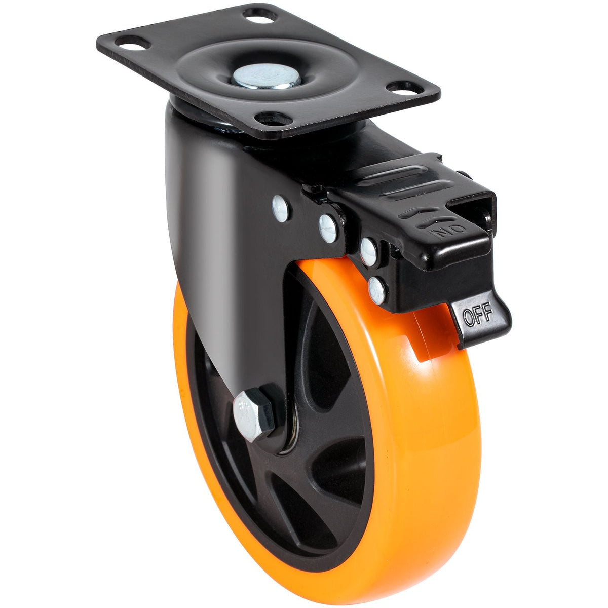 Caster Wheels, 5-inch Swivel Plate Casters, Set of 4, with Security A/B Locking No Noise PVC Wheels, Heavy Duty 450 lbs Load Capacity Per Caster, Non-Marking Wheels for Cart Furniture Workbench