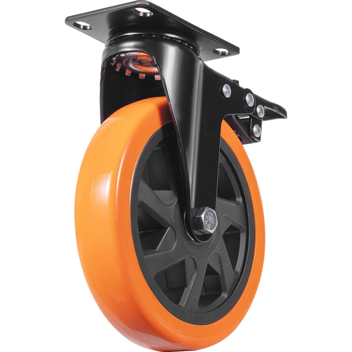 Caster Wheels, 6-inch Swivel Plate Casters, Set of 4, with Security A/B Locking No Noise PVC Wheels, Heavy Duty 700 lbs Load Capacity Per Caster, Non-Marking Wheels for Cart Furniture Workbench