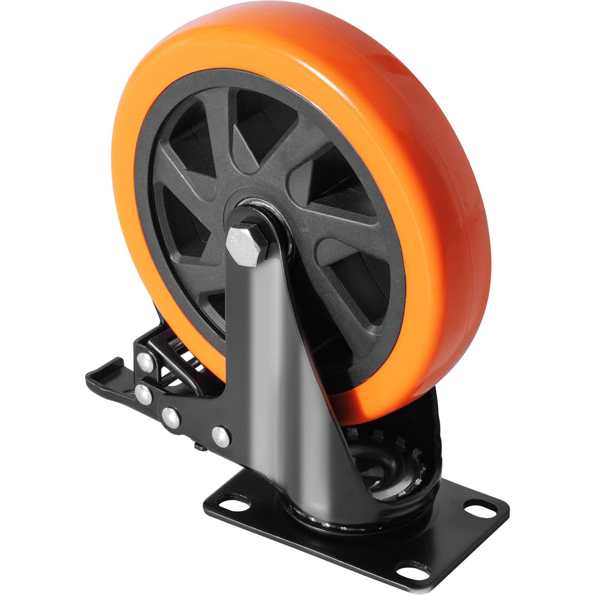 Caster Wheels, 6-inch Swivel Plate Casters, Set of 4, with Security A/B Locking No Noise PVC Wheels, Heavy Duty 700 lbs Load Capacity Per Caster, Non-Marking Wheels for Cart Furniture Workbench