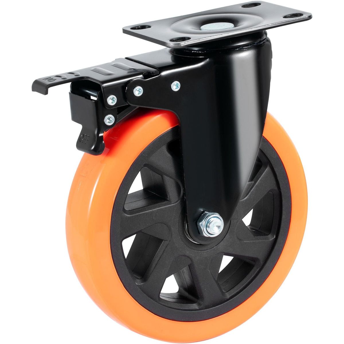 Caster Wheels, 6-inch Swivel Plate Casters, Set of 4, with Security A/B Locking No Noise PVC Wheels, Heavy Duty 700 lbs Load Capacity Per Caster, Non-Marking Wheels for Cart Furniture Workbench