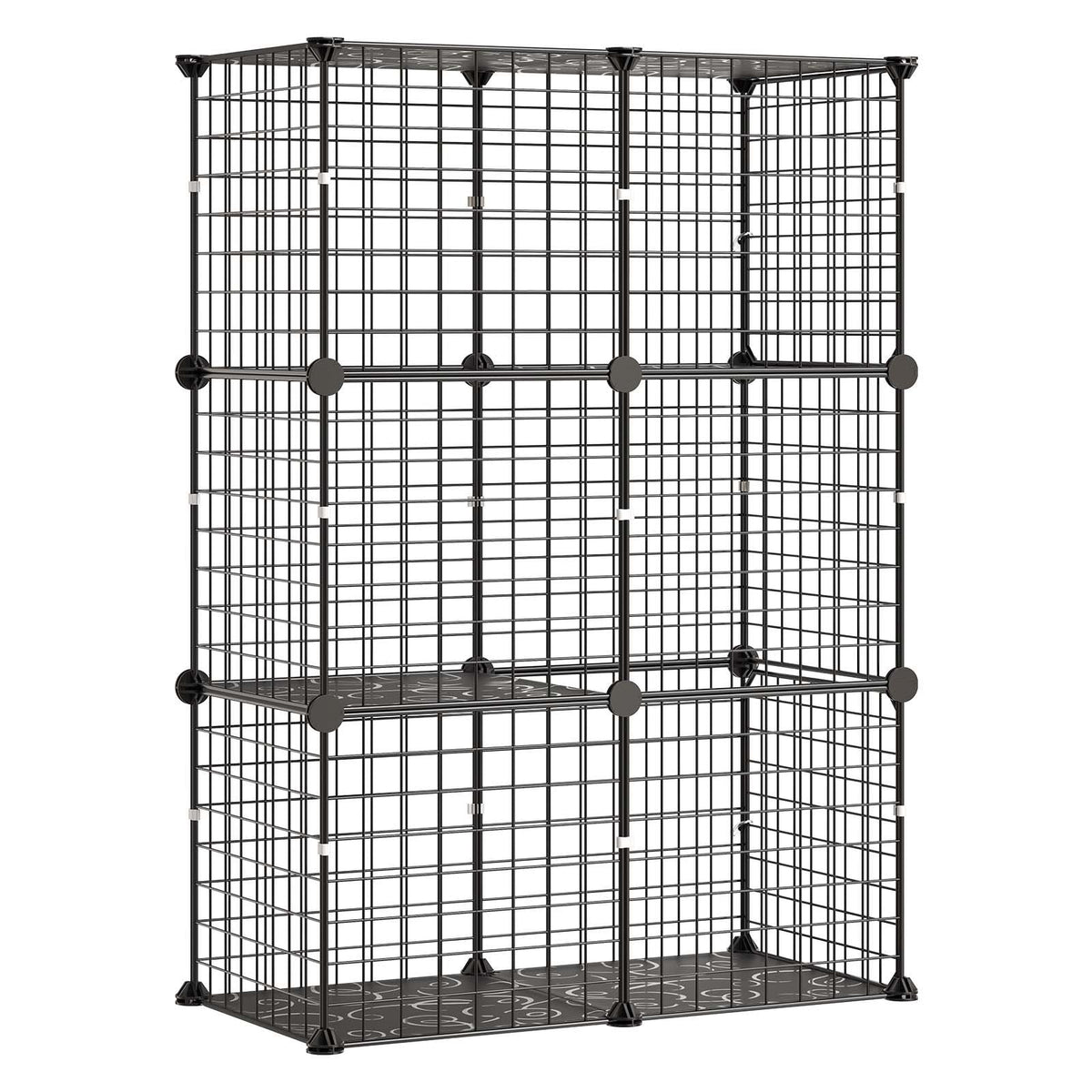 Cat Cage 3-Tier 28"x13.98"x40.98" DIY Cat Playpen Indoor Enclosure, Detachable Metal Wire Kennel Crate, Large Exercise Place Ideal for 1-2 Cats, Kittens, Rabbits, Ferrets & Small Animals, Black
