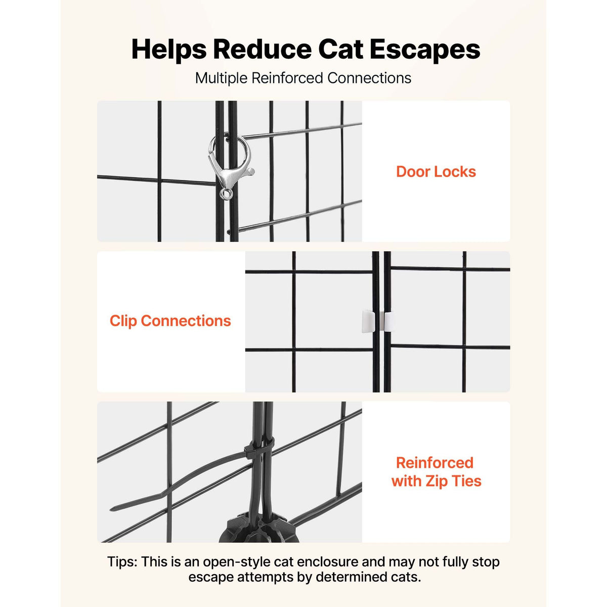 Cat Cage 3-Tier 28"x13.98"x40.98" DIY Cat Playpen Indoor Enclosure, Detachable Metal Wire Kennel Crate, Large Exercise Place Ideal for 1-2 Cats, Kittens, Rabbits, Ferrets & Small Animals, Black