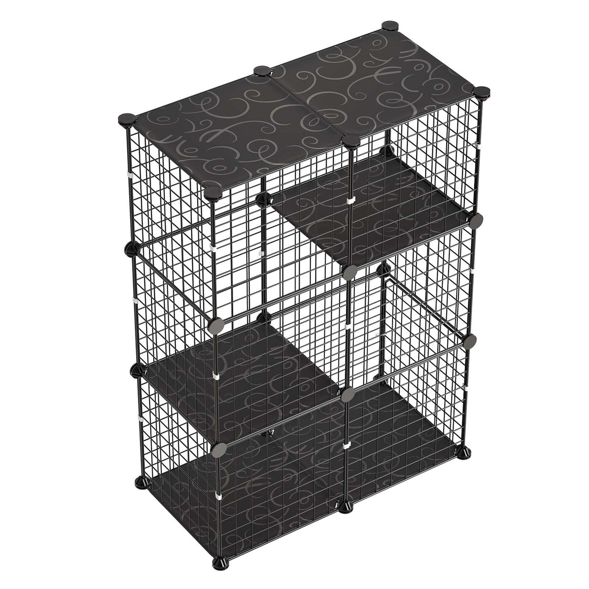 Cat Cage 3-Tier 28"x13.98"x40.98" DIY Cat Playpen Indoor Enclosure, Detachable Metal Wire Kennel Crate, Large Exercise Place Ideal for 1-2 Cats, Kittens, Rabbits, Ferrets & Small Animals, Black