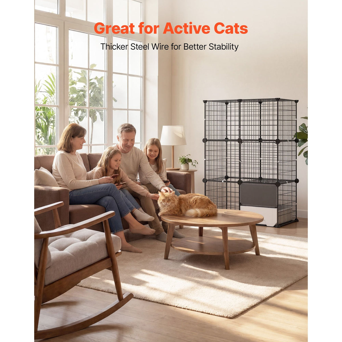 Cat Cage 3-Tier 28"x17.91"x40.98" DIY Cat Playpen with Litter Box, Indoor Enclosure Detachable Metal Wire Kennel Crate, Large Exercise Place Ideal for 1-2 Cats, Kittens & Small Animals, Black