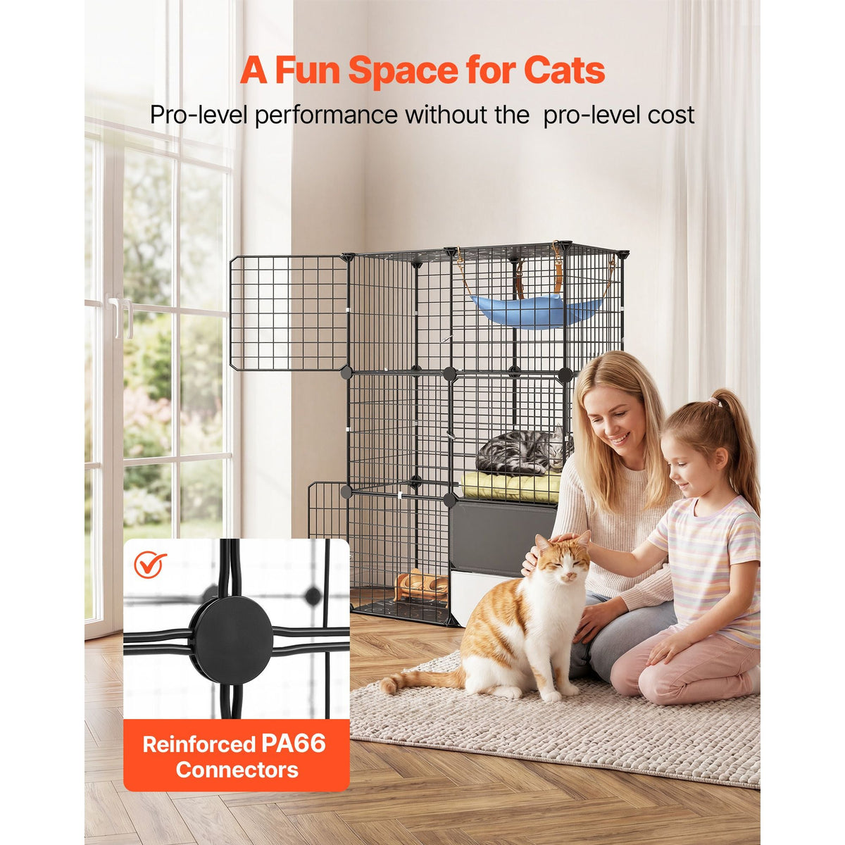 Cat Cage 3-Tier 28"x17.91"x40.98" DIY Cat Playpen with Litter Box, Indoor Enclosure Detachable Metal Wire Kennel Crate, Large Exercise Place Ideal for 1-2 Cats, Kittens & Small Animals, Black