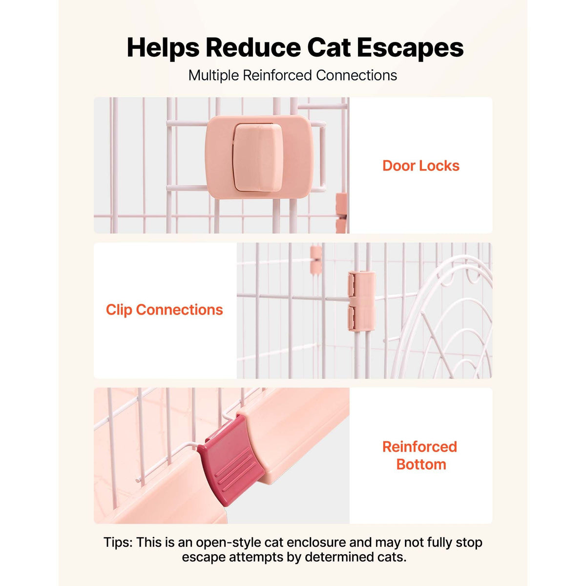 Cat Cage 4-Tier 33.07"x23.82"x64.37" DIY Cat Playpen with Ladders, Indoor Enclosure Detachable Metal Wire Kennel Crate, Large Exercise Place for 1-2 Cats, Kittens, Ferrets, Small Animals, Pink