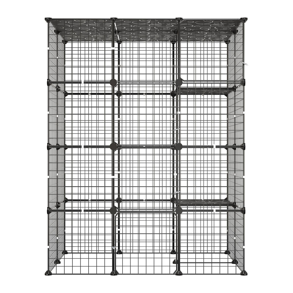 Cat Cage 4-Tier 40.98"x27.99"x55" DIY Cat Playpen Indoor Enclosure, Detachable Metal Wire Kennel Crate with 4 Doors, Large Exercise Place Ideal for 1-2 Cats, Kittens and Small Animals, Black