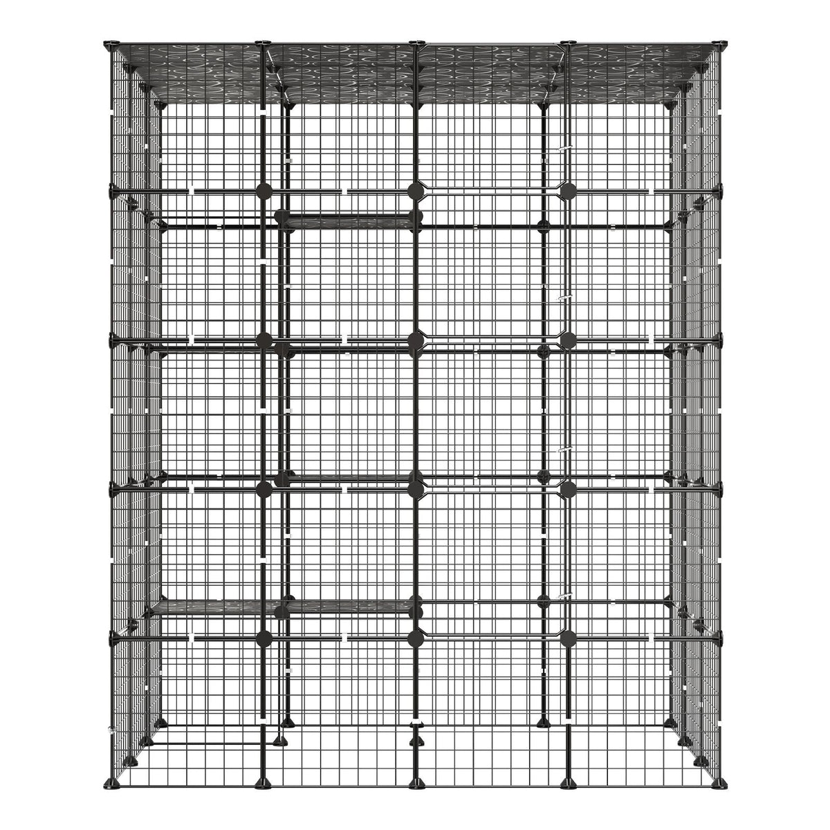 Cat Cage 5-Tier 55"x40.98"x68.98" DIY Cat Playpen Indoor Enclosure, Detachable Metal Wire Kennel Crate with 5 Doors, Large Exercise Place Ideal for 2-3 Cats, Kittens and Small Animals, Black