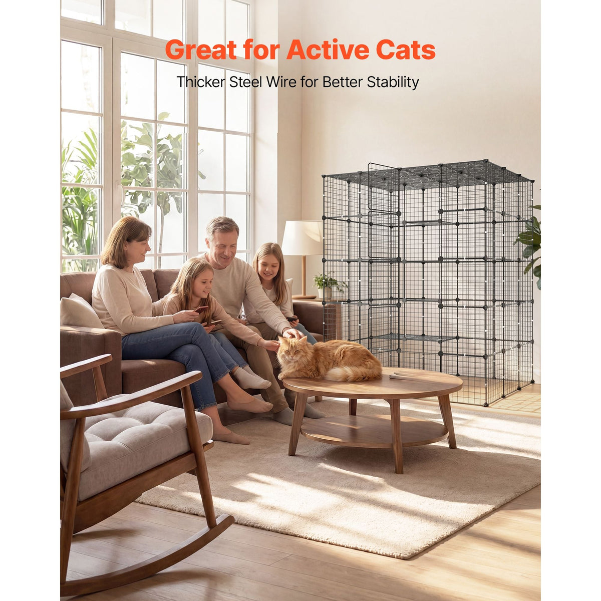 Cat Cage 5-Tier 55"x40.98"x68.98" DIY Cat Playpen Indoor Enclosure, Detachable Metal Wire Kennel Crate with 5 Doors, Large Exercise Place Ideal for 2-3 Cats, Kittens and Small Animals, Black