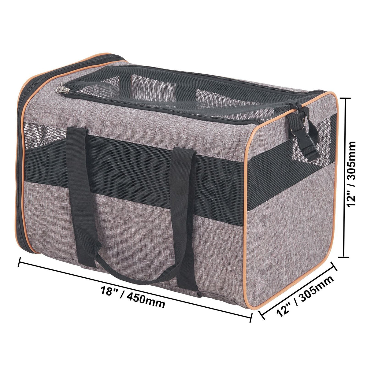 Cat Carrier with Wheels, Airline Approved Rolling Pet Carrier with Telescopic Handle and Shoulder Strap, Dog Carrier with Wheels for Pets under 22 lbs, with 1 Folding Bowl, Grey