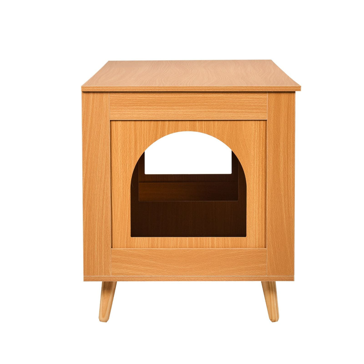 Cat Litter Box Enclosure for 2 Cats, Litter Box Furniture Hidden with Rattan Decorated Doors, Wooden Cat Box Cabinet Fit Most of Litter Box, 47.2"L x 19.7"W x 21.7"H, Natural