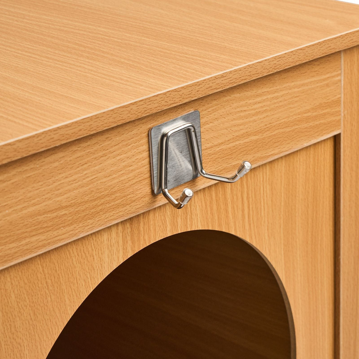 Cat Litter Box Enclosure for 2 Cats, Litter Box Furniture Hidden with Rattan Decorated Doors, Wooden Cat Box Cabinet Fit Most of Litter Box, 47.2"L x 19.7"W x 21.7"H, Natural