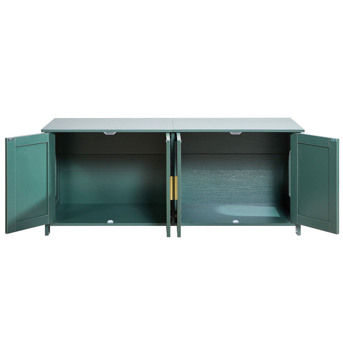 Cat Litter Box Enclosure for Multi Cats, 47.2 in Hidden Litter Box Cabinet with 4 Doors & 2 Entries, Indoor Cat Washroom, Wooden Kitty House Furniture Side Table, Fit Most Litterboxes, Green