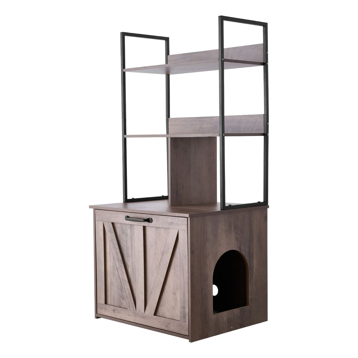 Cat Litter Box Enclosure Furniture, 23.6 in Hidden Litter Box Cabinet with Storage Shelves, Modern Style, Waterproof Cat Washroom Side Table Cat House, Fit Most of Litterbox, for Living Room