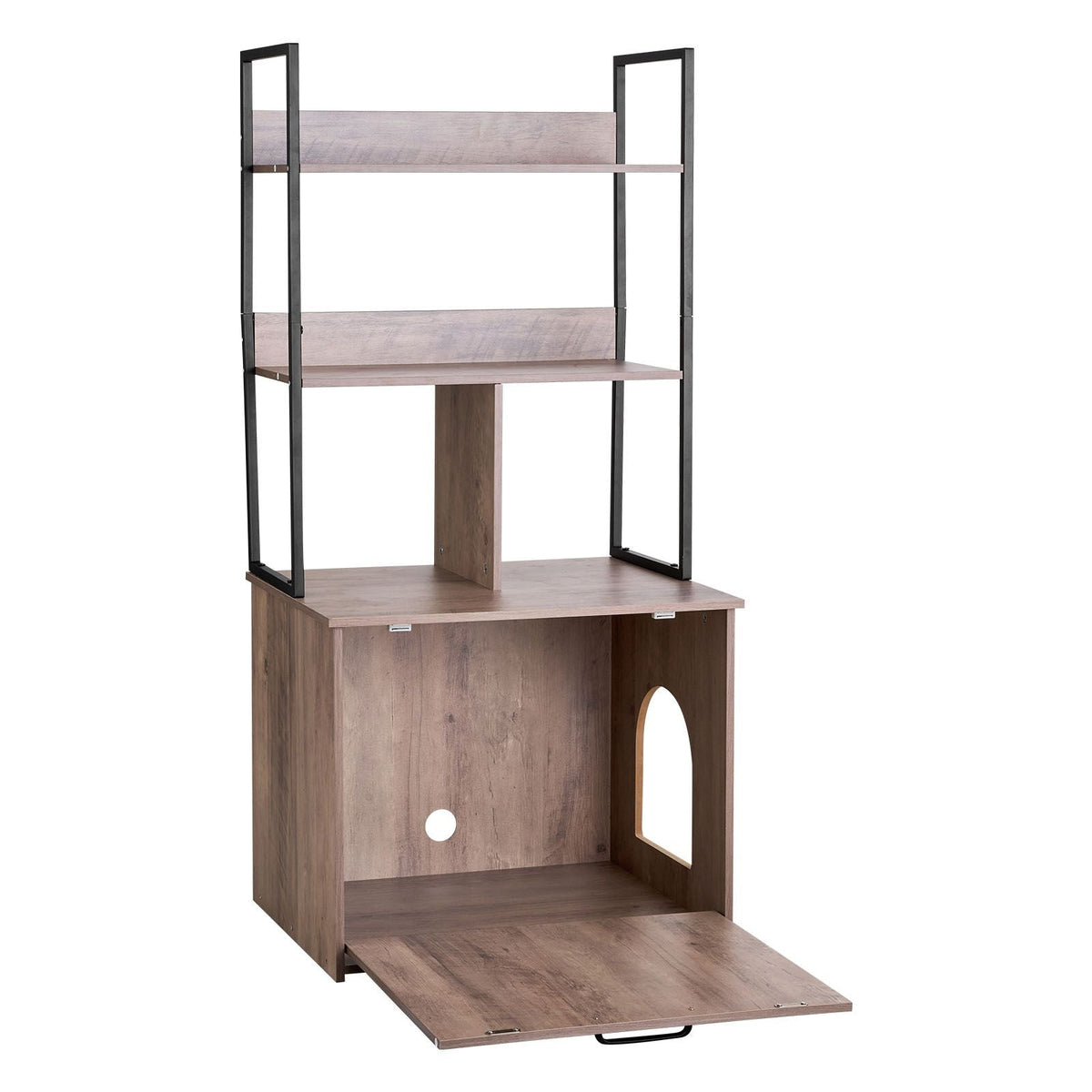 Cat Litter Box Enclosure Furniture, 23.6 in Hidden Litter Box Cabinet with Storage Shelves, Modern Style, Waterproof Cat Washroom Side Table Cat House, Fit Most of Litterbox, for Living Room
