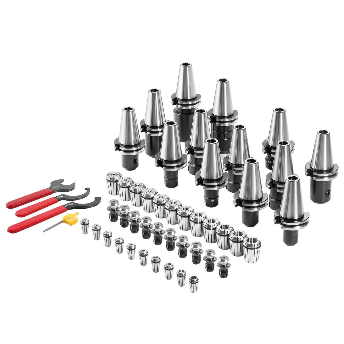 CAT40 Collet Holder ER 16/32 Collet Set, 35 PCs, SLN FMB ER16/32 APU Tool Holders Spring Steel Collet Chucks with 10 Pull Studs and 3 Wrenches, for Milling Machine Drill Presses Boring Machine