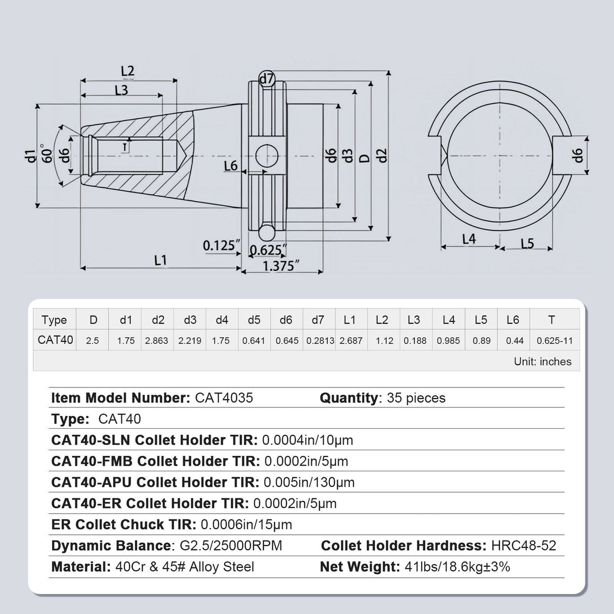 CAT40 Collet Holder ER 16/32 Collet Set, 35 PCs, SLN FMB ER16/32 APU Tool Holders Spring Steel Collet Chucks with 10 Pull Studs and 3 Wrenches, for Milling Machine Drill Presses Boring Machine