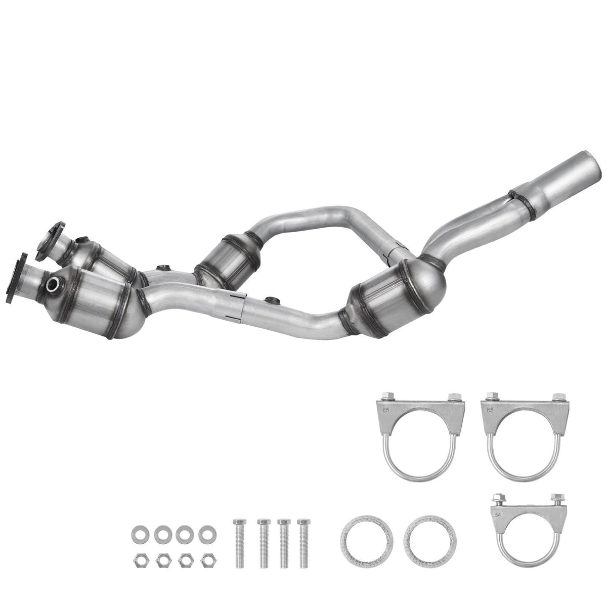 Catalytic Converter, 2 Pack, Compatible with 2007-2009 Jeep Wrangler 3.8L V6, Front, Right, Replacement OE 50482, Stainless Steel Material High Flow Converter, for Exhaust Gas Purification