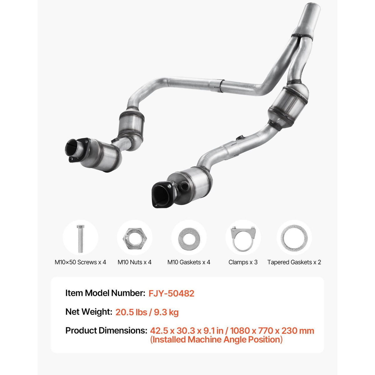 Catalytic Converter, 2 Pack, Compatible with 2007-2009 Jeep Wrangler 3.8L V6, Front, Right, Replacement OE 50482, Stainless Steel Material High Flow Converter, for Exhaust Gas Purification