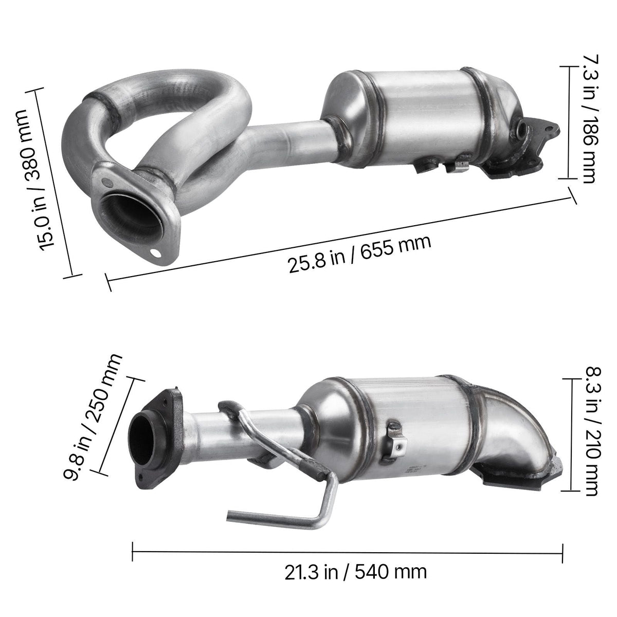 Catalytic Converter, 2 Pack, Compatible with 2012-2017 Jeep Wrangler 3.6L V6, Front, Replacement OE 641511, Stainless Steel Material High Flow Catalytic Converter, for Exhaust Gas Purification