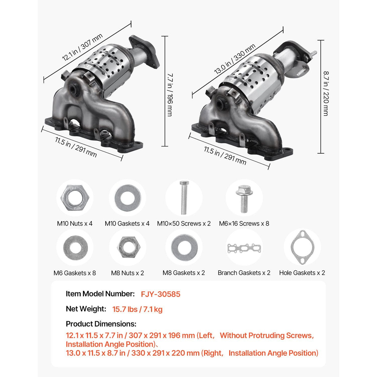 Catalytic Converter, 2 Pack, Compatible with Ford Police Interceptor Sedan Explorer FLEX Police Interceptor Utility Taurus/Lincoln MKS MKT MKZ, 3.5L V6, Front, Left, Right, Replacement OE 30585