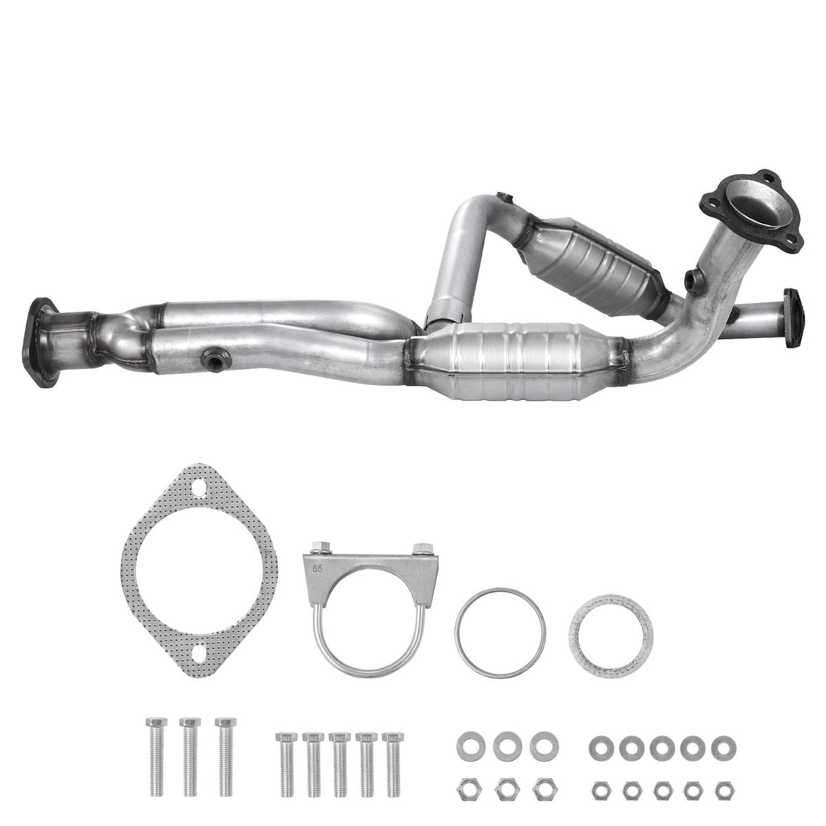 Catalytic Converter, Compatible with Cadillac Escalade/Chevy Avalanche Silverado Suburban Tahoe/GMC Sierra Yukon, 4.3L V6, 4.8L/5.3L V8, Front, Left, Right, Replacement OE 15756278, 50366