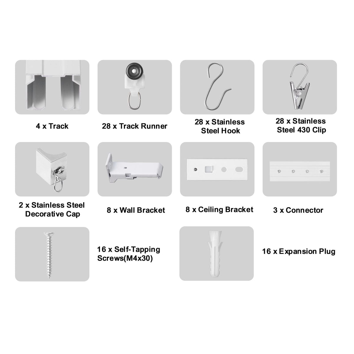 Ceiling Curtain Track Set, 11.8 FT/3.6 Meter, Sliding Ceiling Track System for Curtains, Room Divider Curtain Track Ceiling/Wall Mounted for Living Room Bedroom with Hooks and Hardware, White