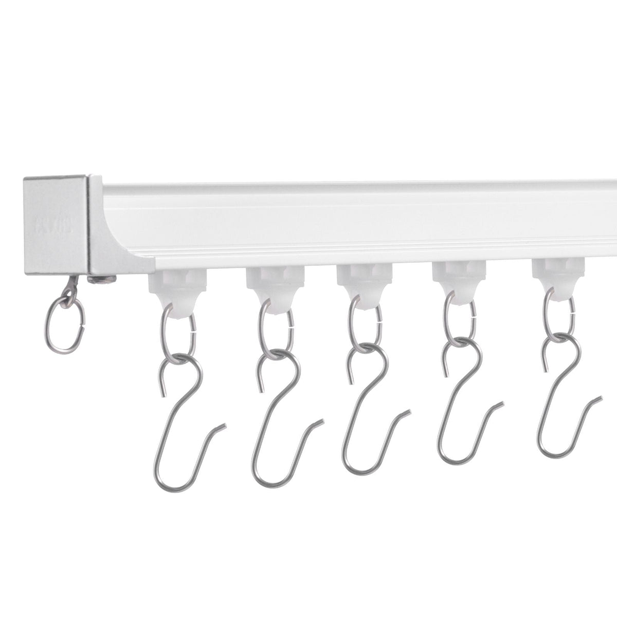 Ceiling Curtain Track Set, 11.8 FT/3.6 Meter, Sliding Ceiling Track System for Curtains, Room Divider Curtain Track Ceiling/Wall Mounted for Living Room Bedroom with Hooks and Hardware, White
