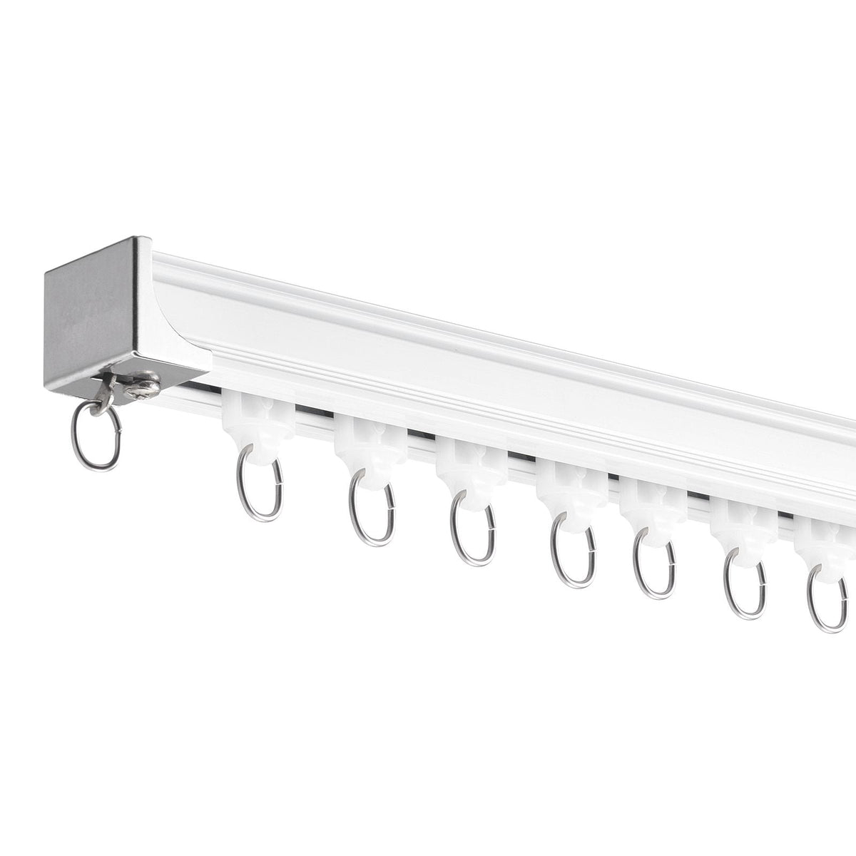 Ceiling Curtain Track Set, 17.7 FT/5.4 Meter, Sliding Ceiling Track System for Curtains, Room Divider Curtain Track Ceiling/Wall Mounted for Living Room Bedroom with Hooks and Hardware, White