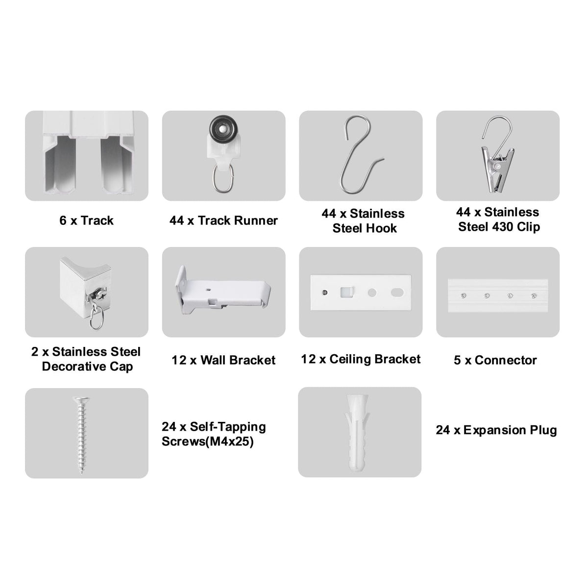 Ceiling Curtain Track Set, 17.7 FT/5.4 Meter, Sliding Ceiling Track System for Curtains, Room Divider Curtain Track Ceiling/Wall Mounted for Living Room Bedroom with Hooks and Hardware, White