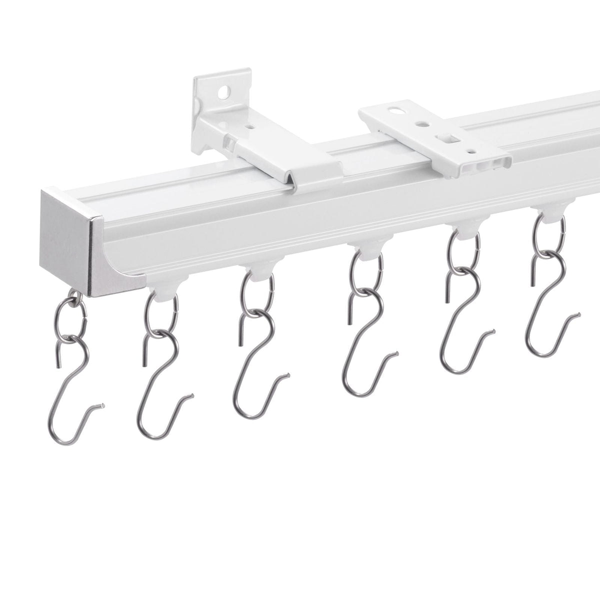 Ceiling Curtain Track Set, 5.9 FT/1.8 Meter, Sliding Ceiling Track System for Curtains, Room Divider Curtain Track Ceiling/Wall Mounted for Living Room Bedroom with Hooks and Hardware, White