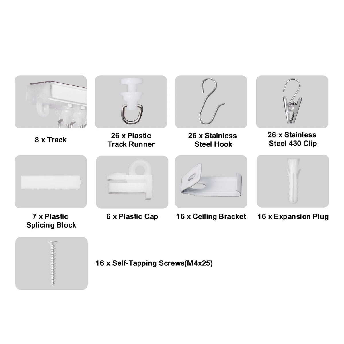 Ceiling Curtain Track Set, 9.9 FT/3 Meter, Self Adhesive, No Drill Ceiling Track System for Curtains, Room Divider Curtain Track Ceiling Mounted for Living Room with Hooks and Hardware, White