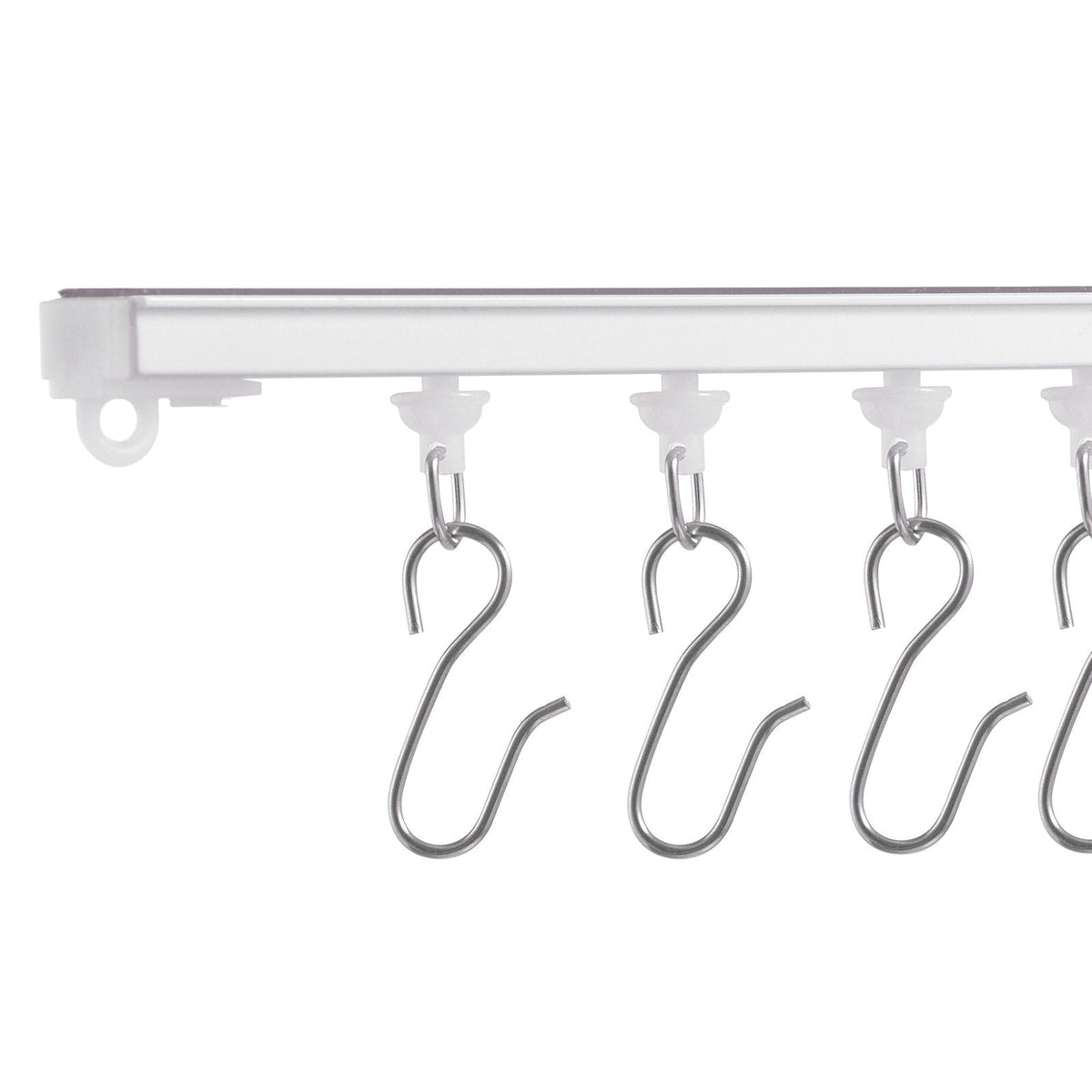 Ceiling Curtain Track Set, 9.9 FT/3 Meter, Self Adhesive, No Drill Ceiling Track System for Curtains, Room Divider Curtain Track Ceiling Mounted for Living Room with Hooks and Hardware, White