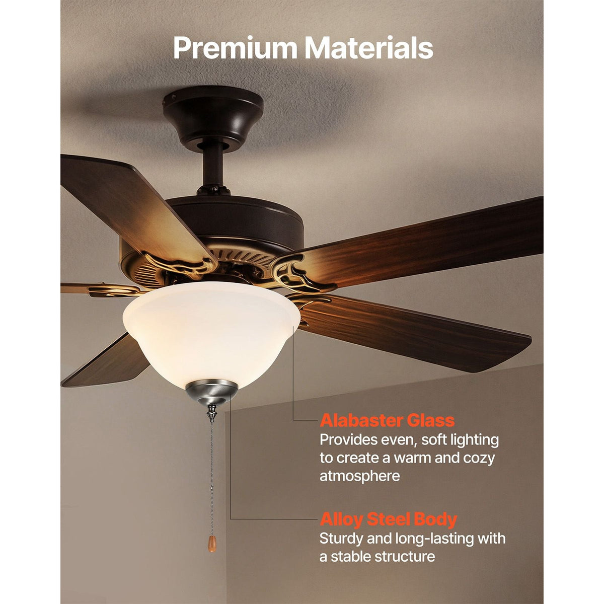 Ceiling Fan Light Kit, 750lm 3000K Bowl Shaped Fan Light Kit with Pull Chain, 2 LED Bulbs, Replacement Fixture for Living Room, Dining Room, Bedroom, Indoor, White Glass Shade Brushed Nickel