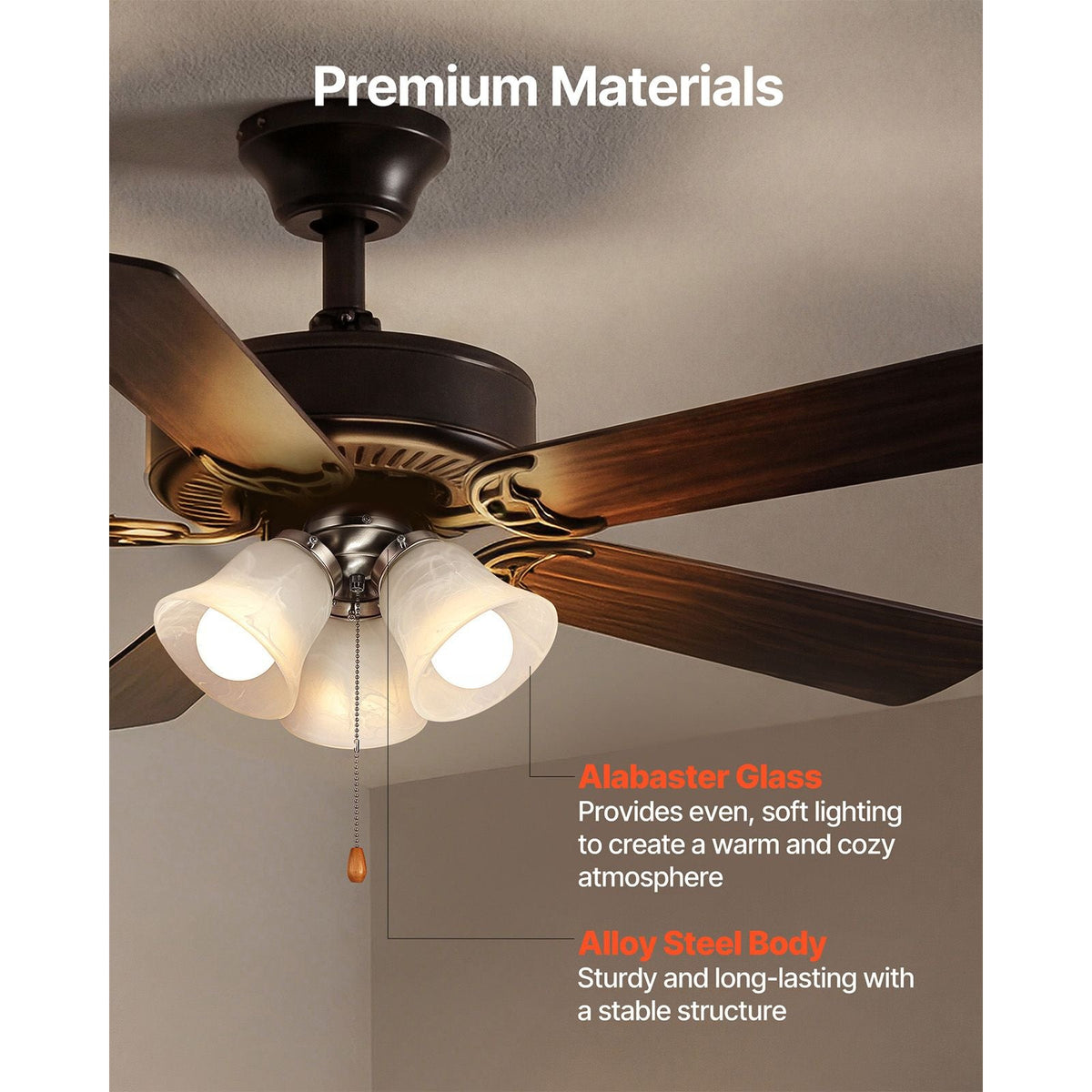 Ceiling Fan Light Kit, Three-Light 3000K 750lm Fan Light Kit with Pull Chain, Replacement Fixture for Living Room, Bedroom, Dining Room, Home Decor, Cloud White Glass & Brushed Nickel Finish