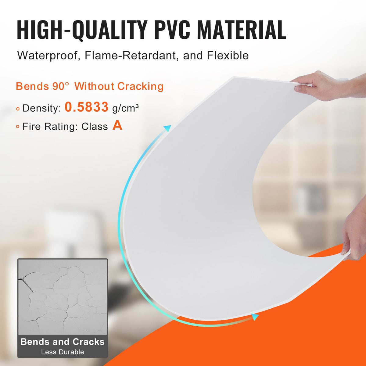 Ceiling Tiles, 12-Pack 24 x 24 in, Drop Ceiling Tiles Premium PVC Foam Sheet, Fire-Rated & Good Flexibility & Easy Installation, Ceiling Covering for Home/Office Decoration, Smooth White