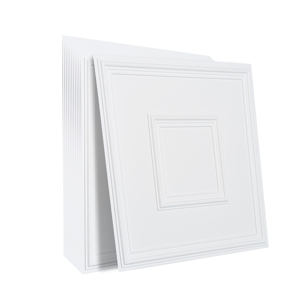 Ceiling Tiles, 12-Pack 24 x 24 in, Drop Ceiling Tiles Premium PVC Sheet, Easy Installation/ Cutting Plastic Glue-up Ceiling Tile, Ceiling Covering for Home/Office Decoration, White Geometric