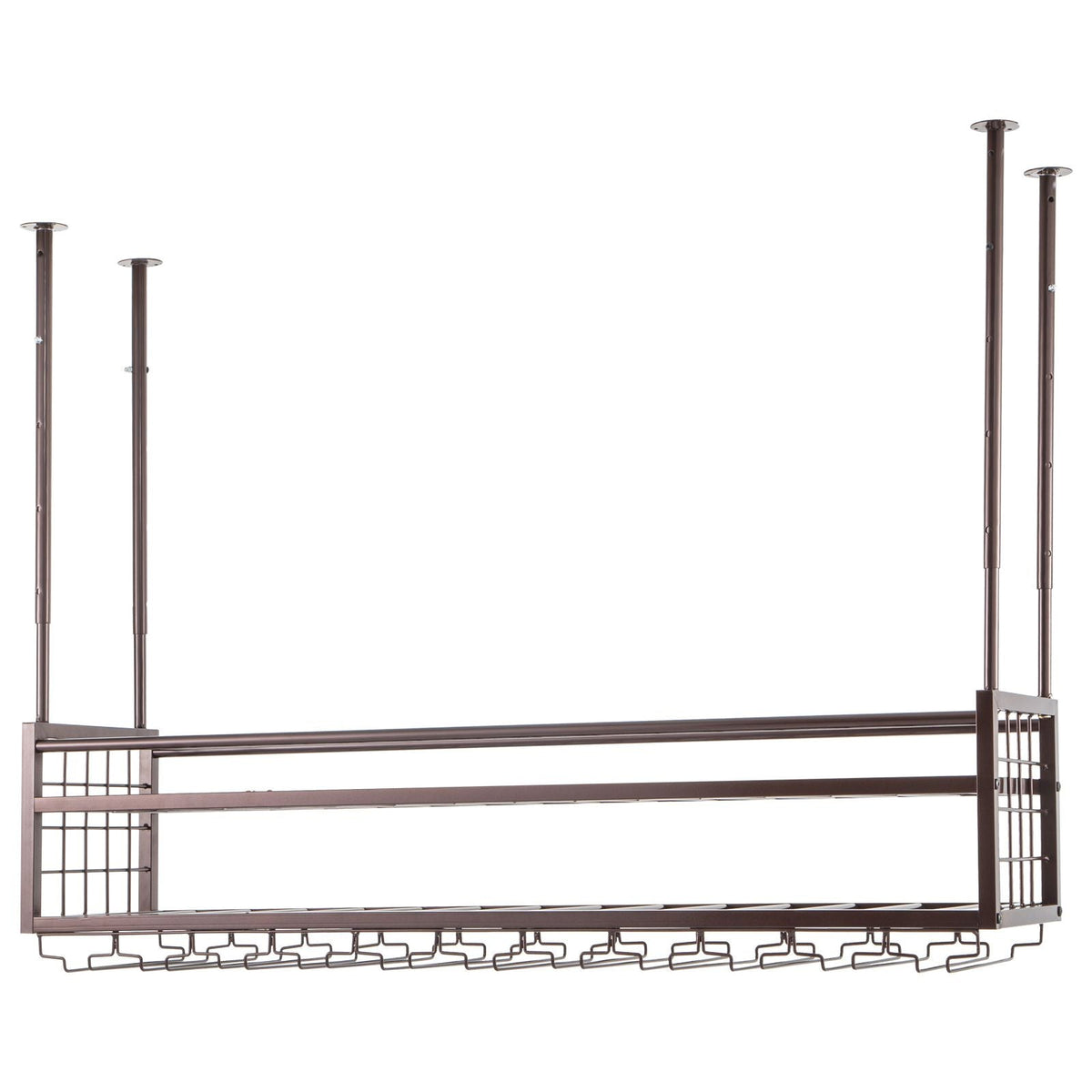 Ceiling Wine Glass Rack, 46.9 x 11.8 inch Hanging Wine Glass Rack, 18.9-35.8 inch Height Adjustable Hanging Wine Rack Cabinet, Coppery Wall-Mounted Wine Glass Rack Perfect for Bar Cafe Kitchen