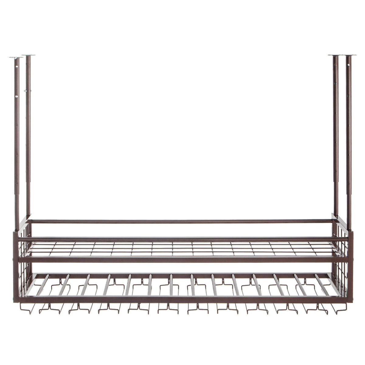 Ceiling Wine Glass Rack, 46.9 x 11.8 inch Hanging Wine Glass Rack, 18.9-35.8 inch Height Adjustable Hanging Wine Rack Cabinet, Coppery Wall-Mounted Wine Glass Rack Perfect for Bar Cafe Kitchen
